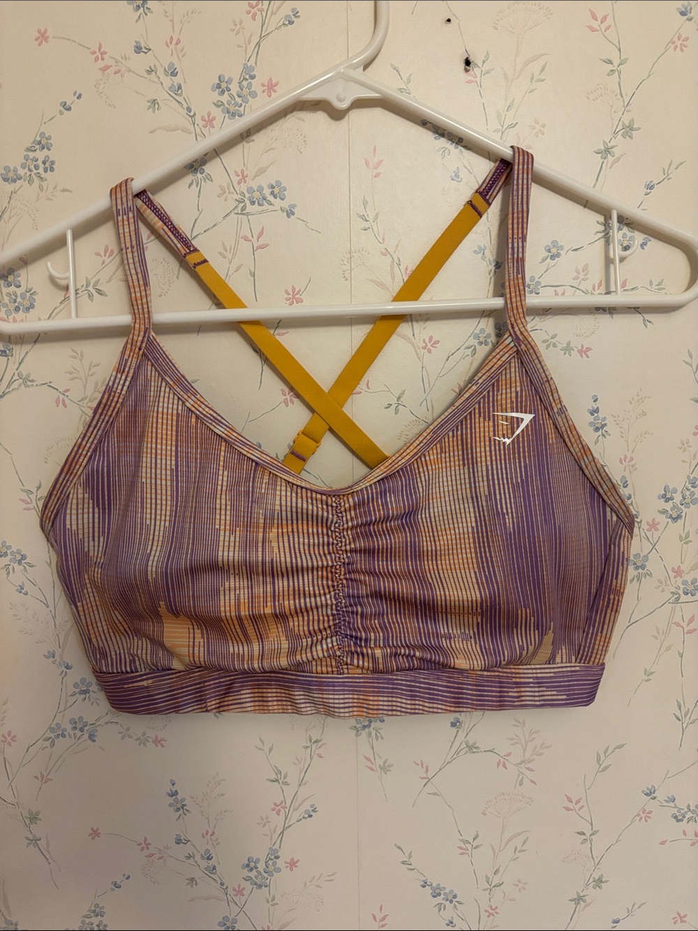 Gymshark Purple & Yellow Striped Crossback Sports Bra